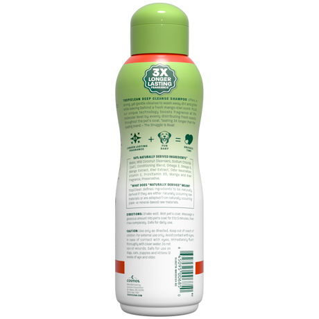TropiClean mango shampoo bottle back