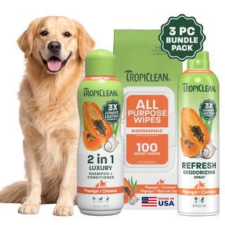 TropiClean Dog Grooming Kit, Papaya Pamper Pack