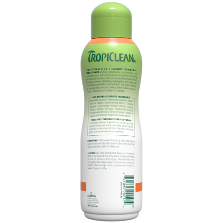 TropiClean papaya shampoo bottle back