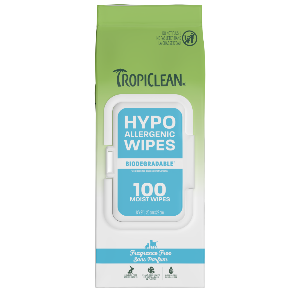 TropiClean hypoallergenic wipes front
