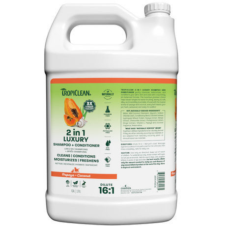 TropiClean Papaya Shampoo 1 gallon bottle front