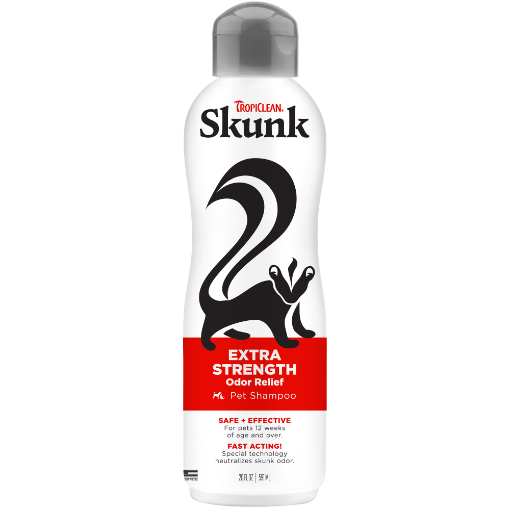 TropiClean Skunk Odor Control Shampoo for Dogs & Cats, image of front of 20oz bottle