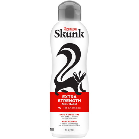TropiClean Skunk Odor Control Shampoo for Dogs & Cats, image of front of 20oz bottle