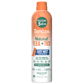 TropiClean Natural Flea + Tick Dog + Home Easy Mist Spray, image of front of bottle
