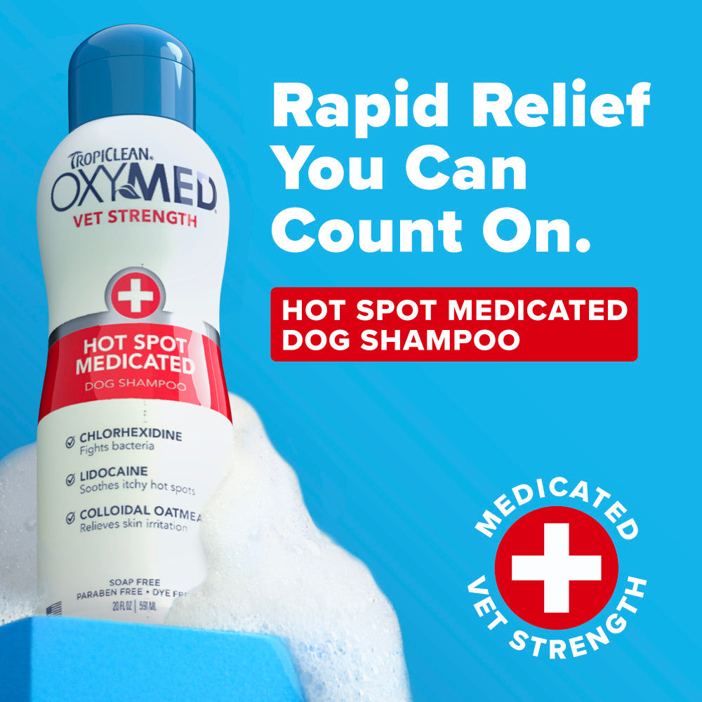 TropiClean OxyMed Vet Strength Hot Spot Medicated Dog Shampoo, 20oz