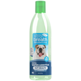 TropiClean Fresh Breath Dental Water Additive Plus Gut Health for Dogs, front image of bottle