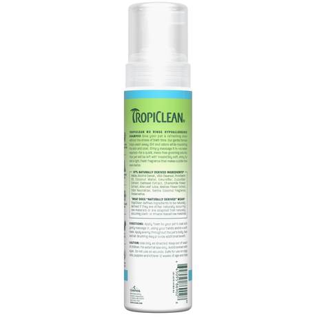 TropiClean Hypoallergenic No Rinse Pet Shampoo, 7.4oz