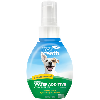 TropiClean Fresh Breath Dog Dental Water Additive Concentrate, image of front of bottle