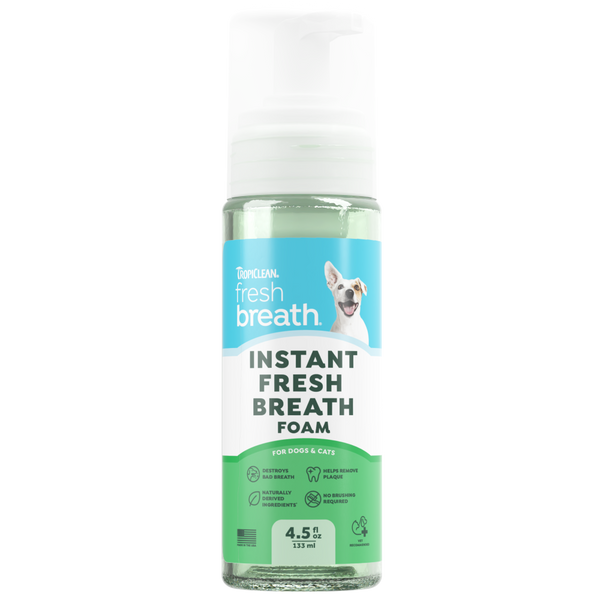TropiClean Fresh Breath Foam, Instant Dog Breath Freshener, 4.5oz