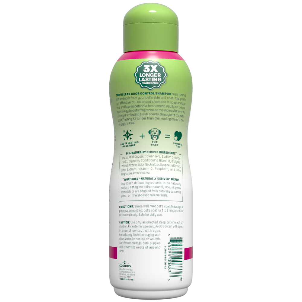 TropiClean Raspberry + Lime Odor Control Pet Shampoo, 20oz