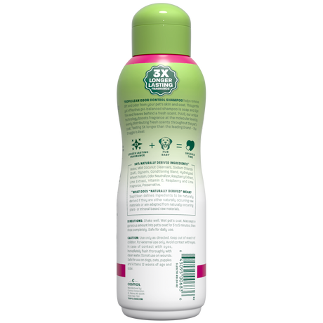 TropiClean Raspberry + Lime Odor Control Pet Shampoo, 20oz - Lined Cap