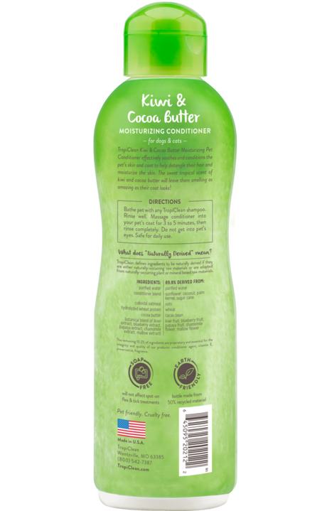 TropiClean Kiwi & Cocoa Butter Moisturizing Conditioner for Pets, 20oz
