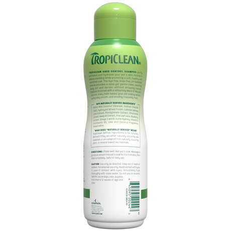 TropiClean shed shampoo bottle back
