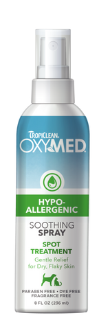 TropiClean OxyMed Hypoallergenic Anti Itch Spray for Dogs and Cats, image of front of spray bottle