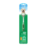 Large dog toothbrush with packaging featuring a happy dog on a white background, by TropiClean