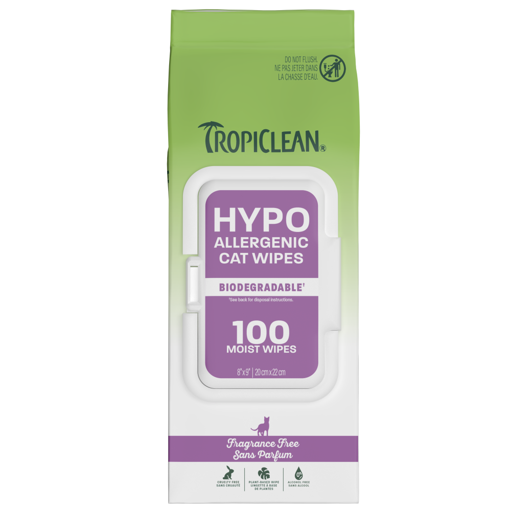 TropiClean Hypoallergenic Cat Wipes, 100ct