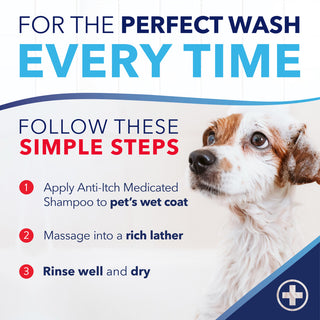 TropiClean OxyMed Medicated Anti Itch shampoo for Pets, instructions on how to use.