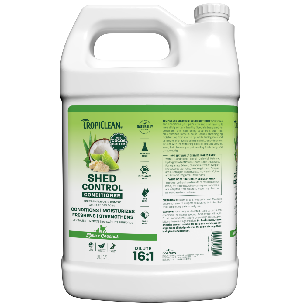 TropiClean Shed control conditioner 1 gallon bottle front